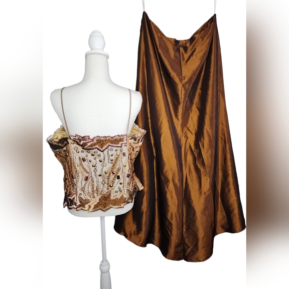 FIESTA 3pc Top Skirt Shawl Sari Style Formal Wedding Evening Set. Brown. Size:2X - Picture 3 of 16